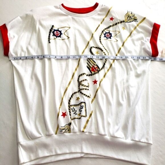 NWT K.K. Made in USA Vintage Nautical Anchor White and Red Top Sz 22W - Picture 10 of 16